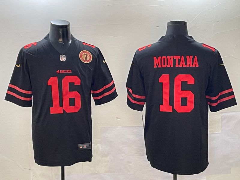 Men San Francisco 49ers #16 Montana Black Second generation 2024 Nike Limited NFL Jersey style 010810->san francisco 49ers->NFL Jersey
